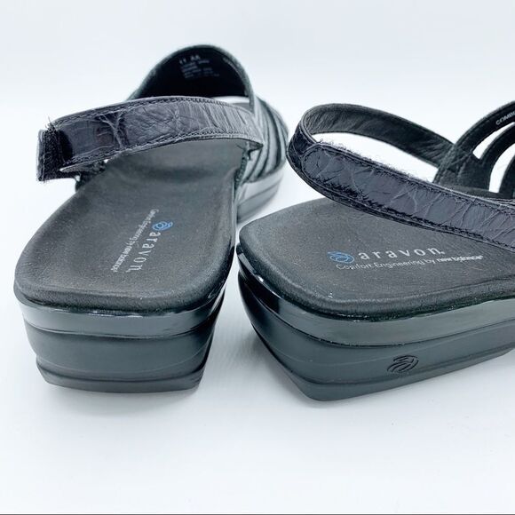 Aravon New‎ Balance Combination Last Black Leather Sandals 11 Narrow - Picture 6 of 12